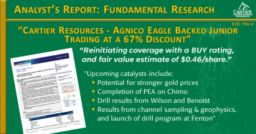 Fundamental Research – “Resuming coverage with BUY rating, and fair value estimate of $0.46/share.”